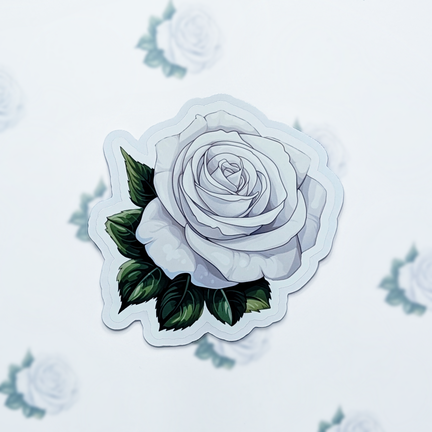 White Rose Vinyl Sticker